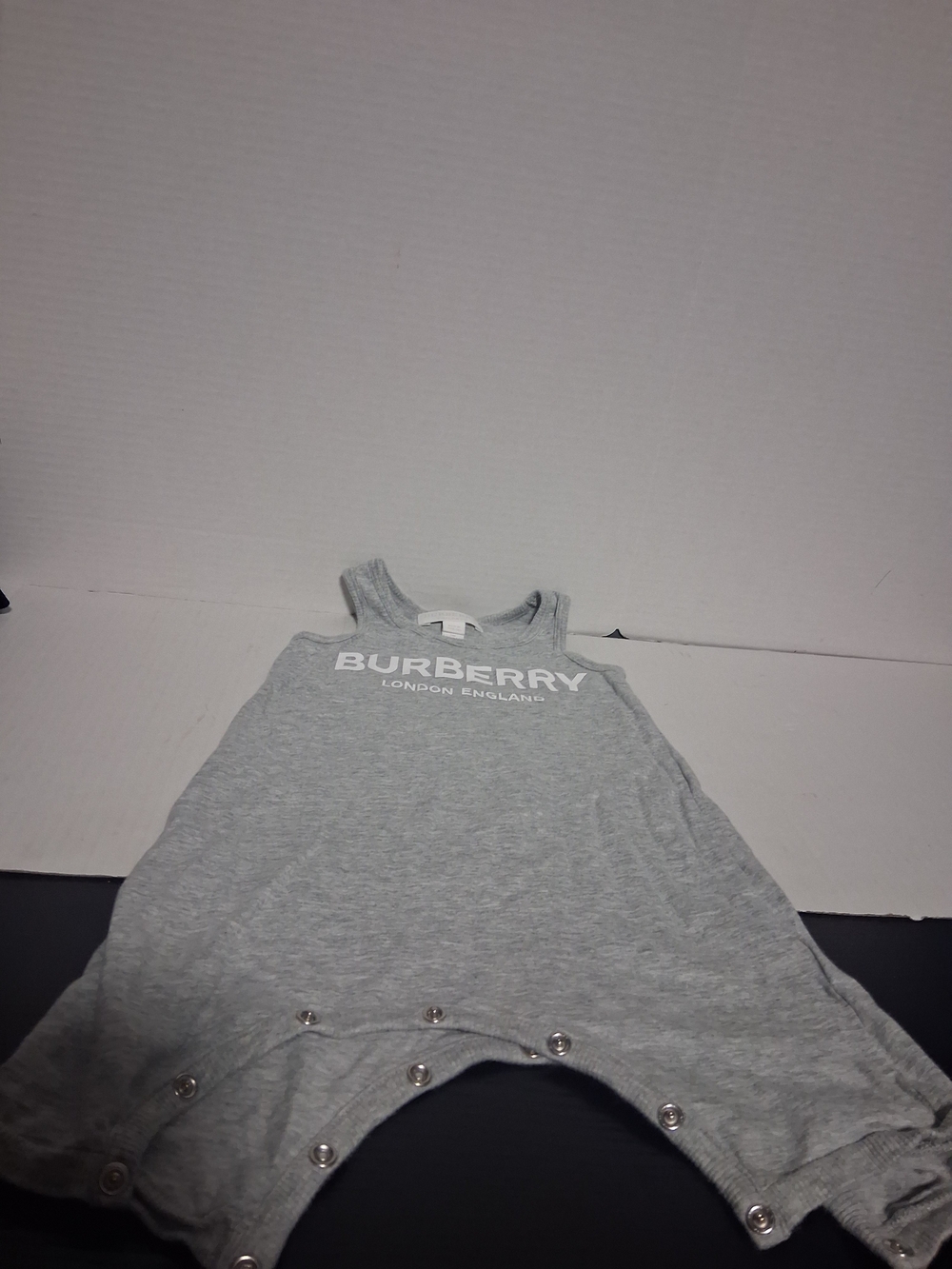 Burberry Children Gray Logo Sleeveless Bodysuit - Baby 9m Perfect Condition
